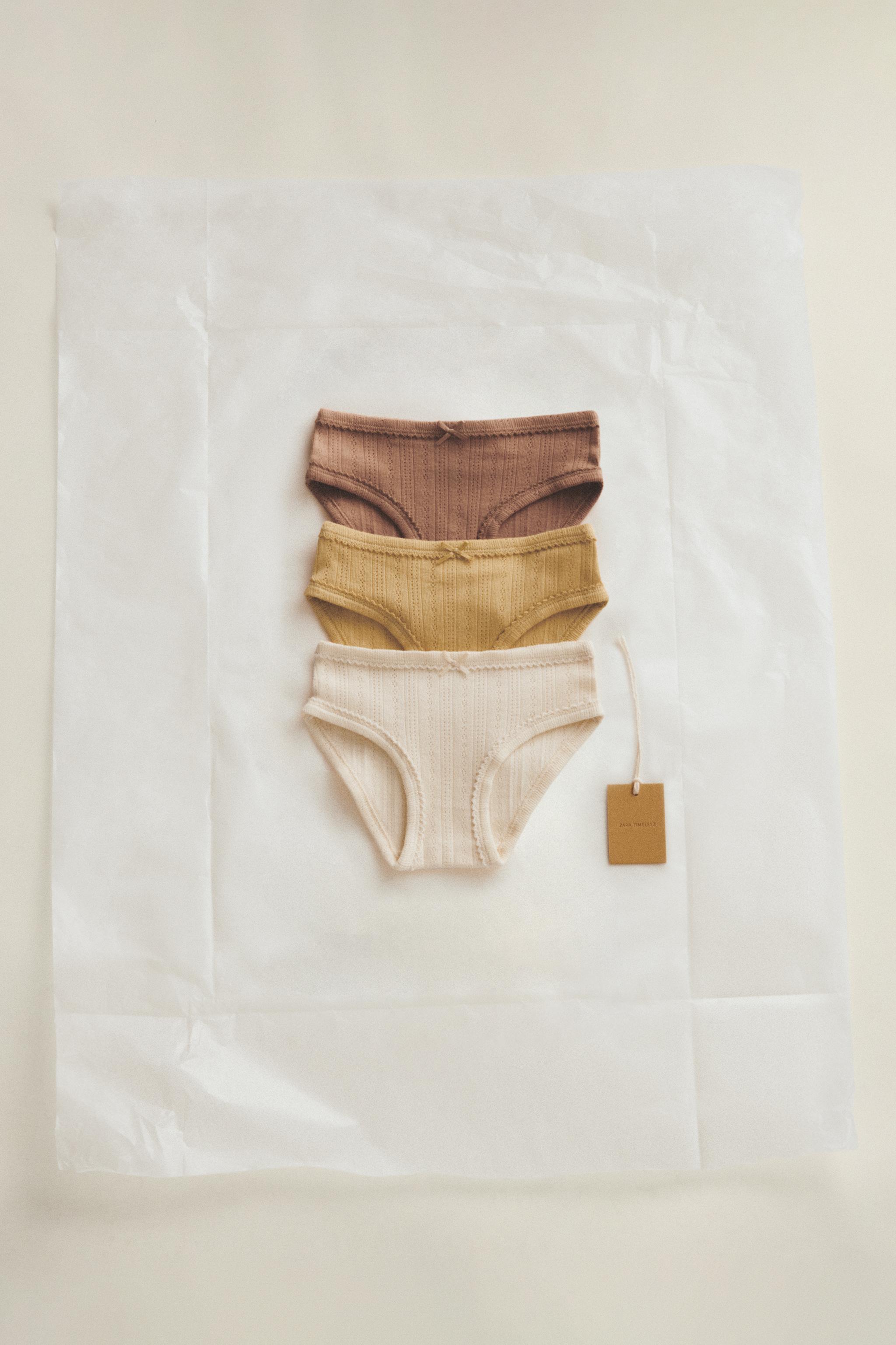 TIMELESZ PACK OF THREE COTTON BRIEFS Brown ZARA UAE Dubai