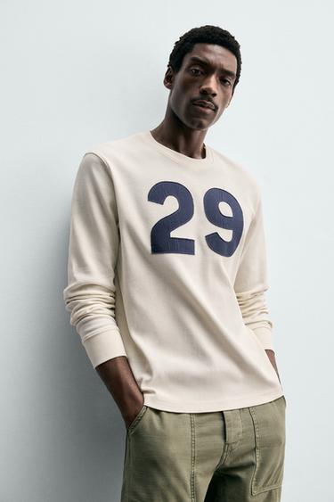 T-SHIRT STRUCTURÉ WAFFLE NUMÉRO - Écru de Zara - Image 6