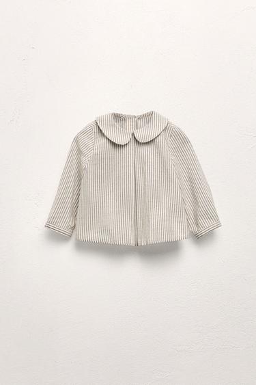 LIMITED EDITION STRIPED PETER PAN COLLAR SHIRT - brown/white by Zara