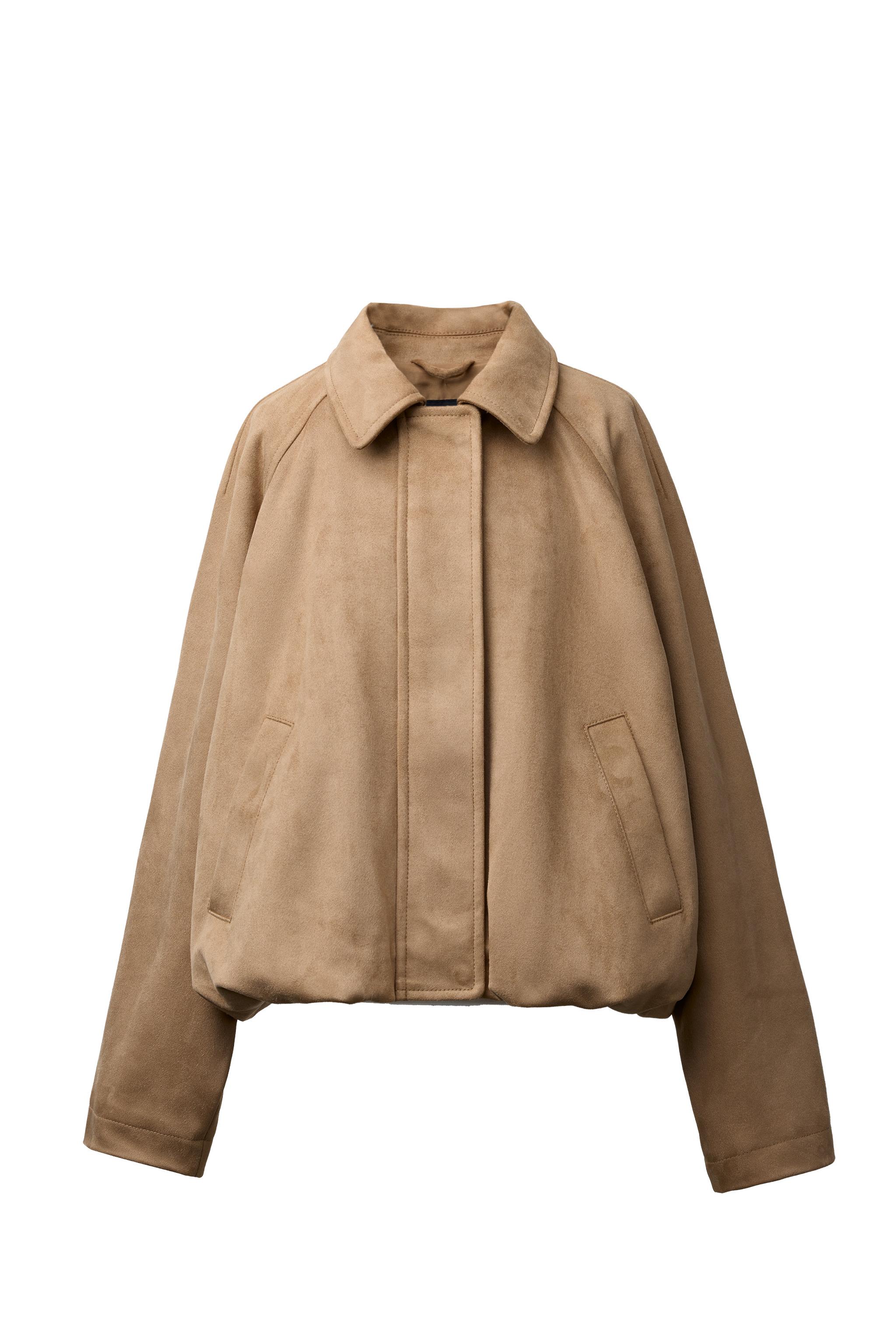 ZARA スウェードボンバージャケット ZARA】スエードレザー ボンバージャケット フロントポケット (ZARA