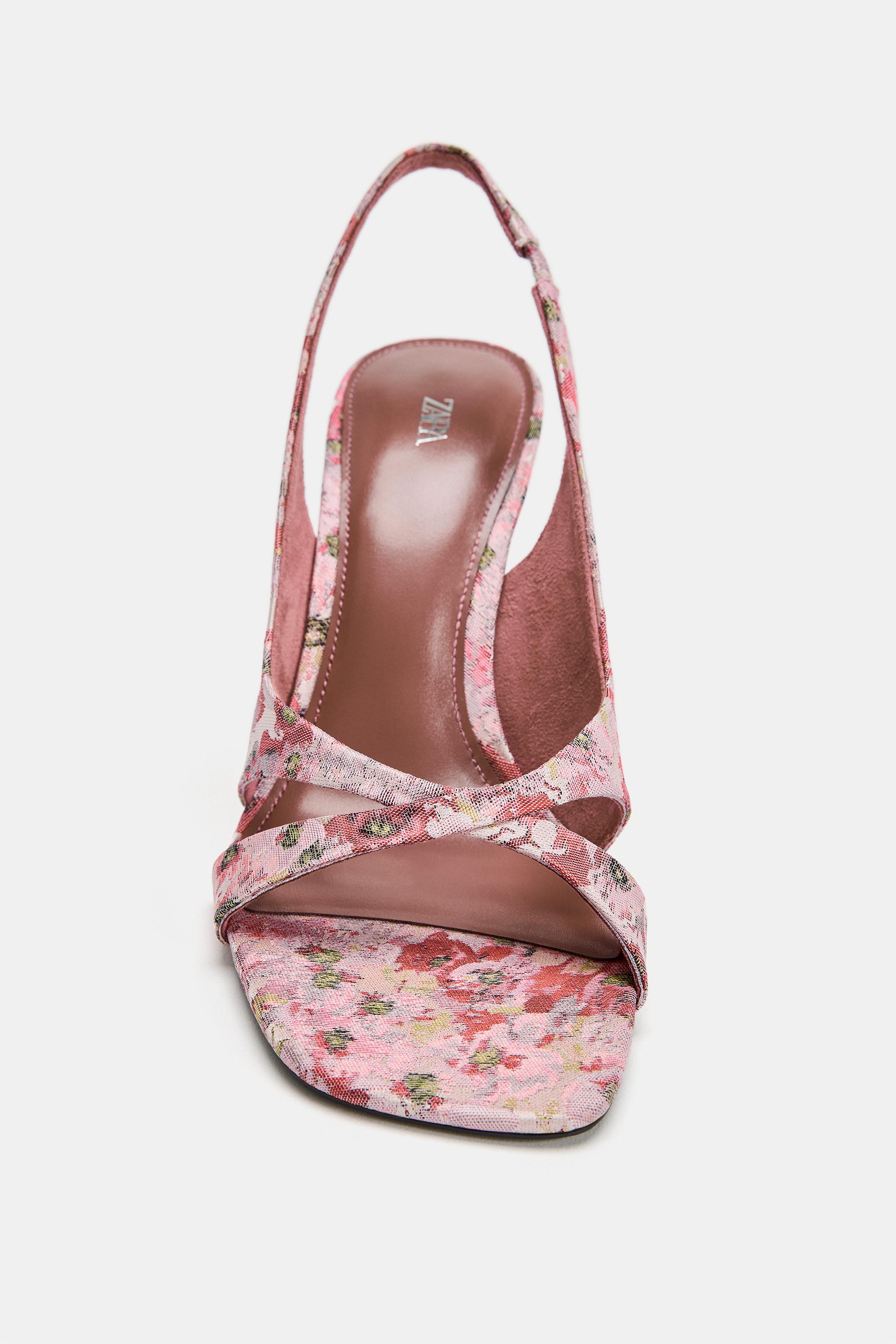 FLORAL PRINT HEELED SANDALS