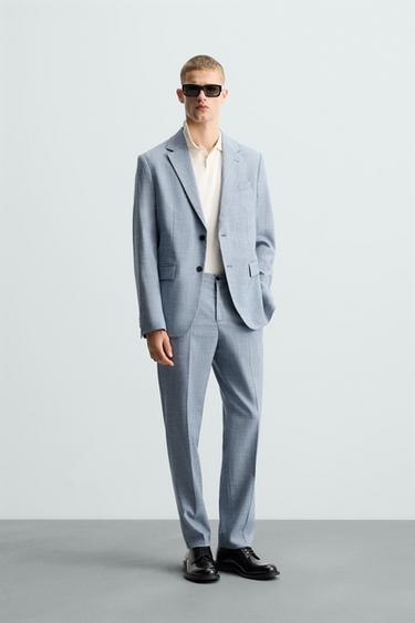 PANTALÓN TRAJE ESTRUCTURA - Azulado de Zara - Imagen 0