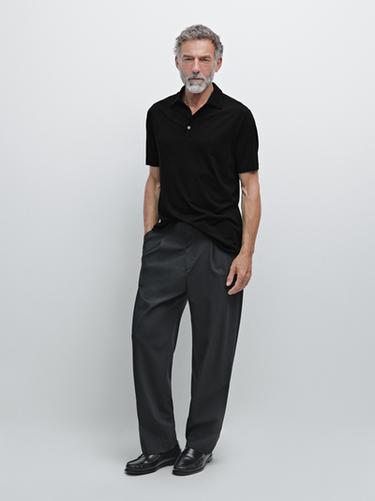 Zara Short sleeve wool blend polo shirt - Black