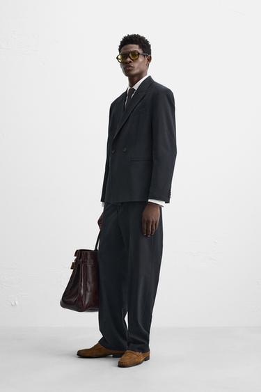 PINSTRIPE SUIT BLAZER - Navy blue by Zara - Image 3