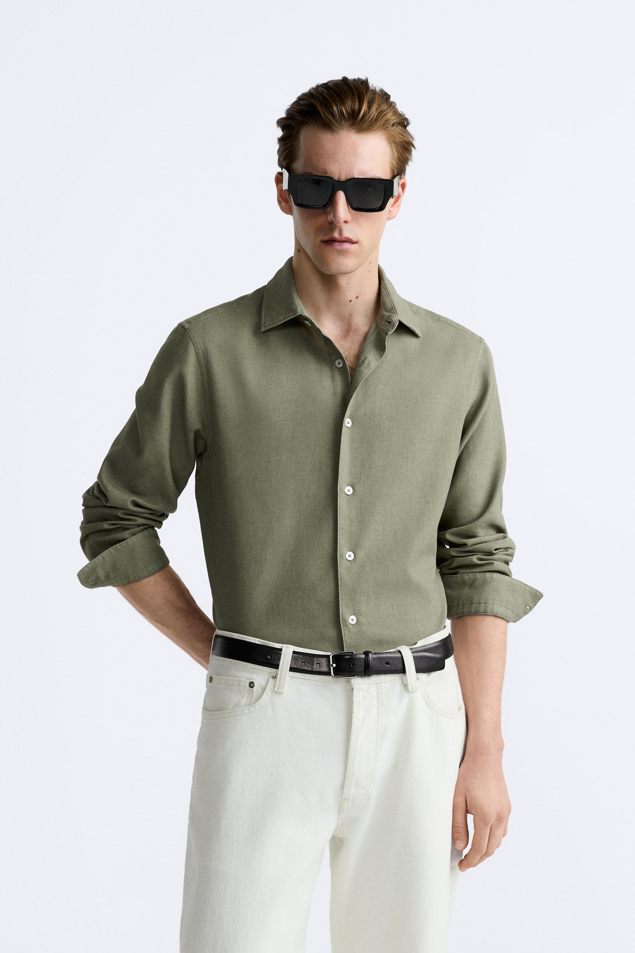 Khaki best sale formal shirt