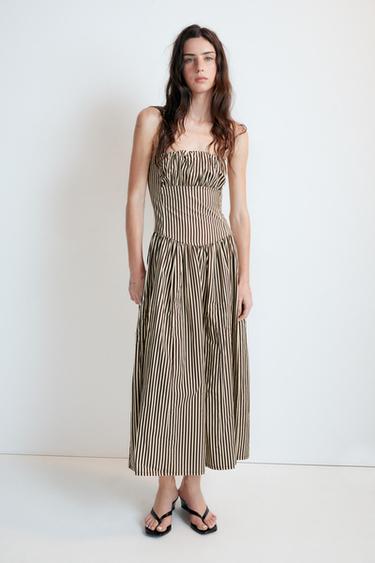 Zara STRIPED COMBINATION POPLIN DRESS - striped