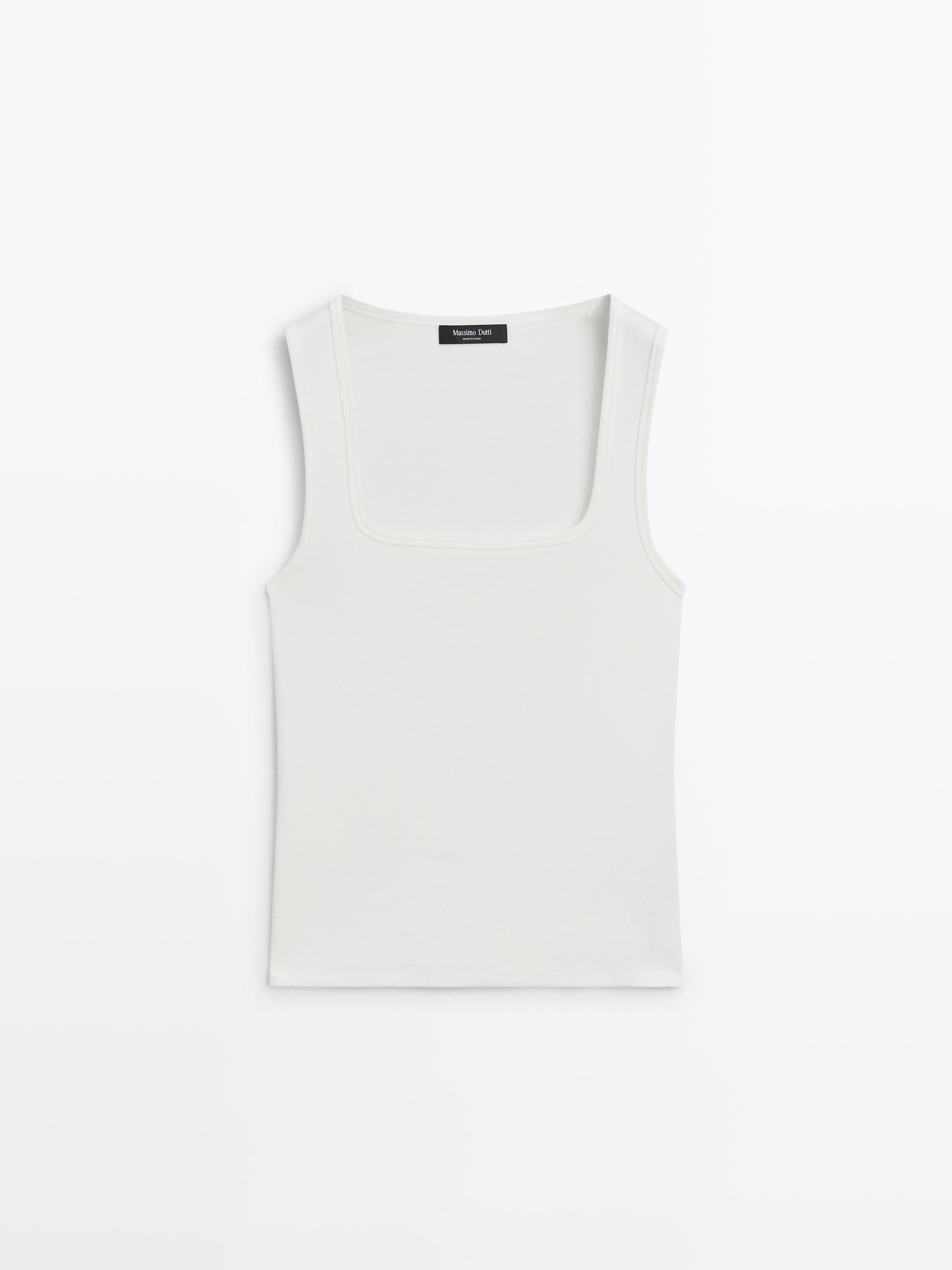 Sleeveless top with square neckline