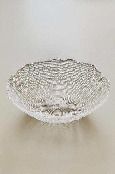 Zara GLASS SALAD BOWL WITH RAISED DETAIL - Transparent