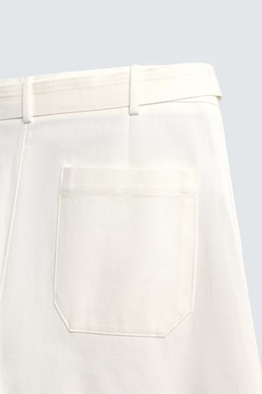 RELAXED FIT LINEN TROUSERS WITH BELT - White by Zara - Image 9