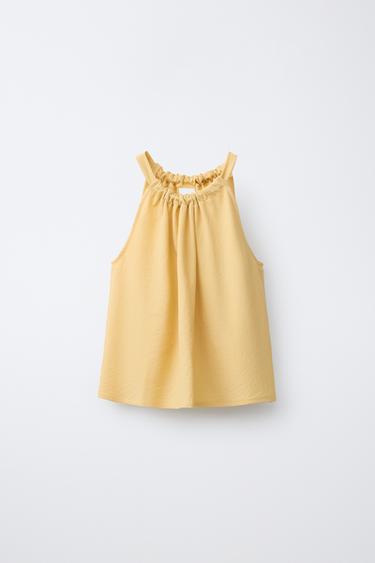 Zara HALTER NECK TOP - Yellow