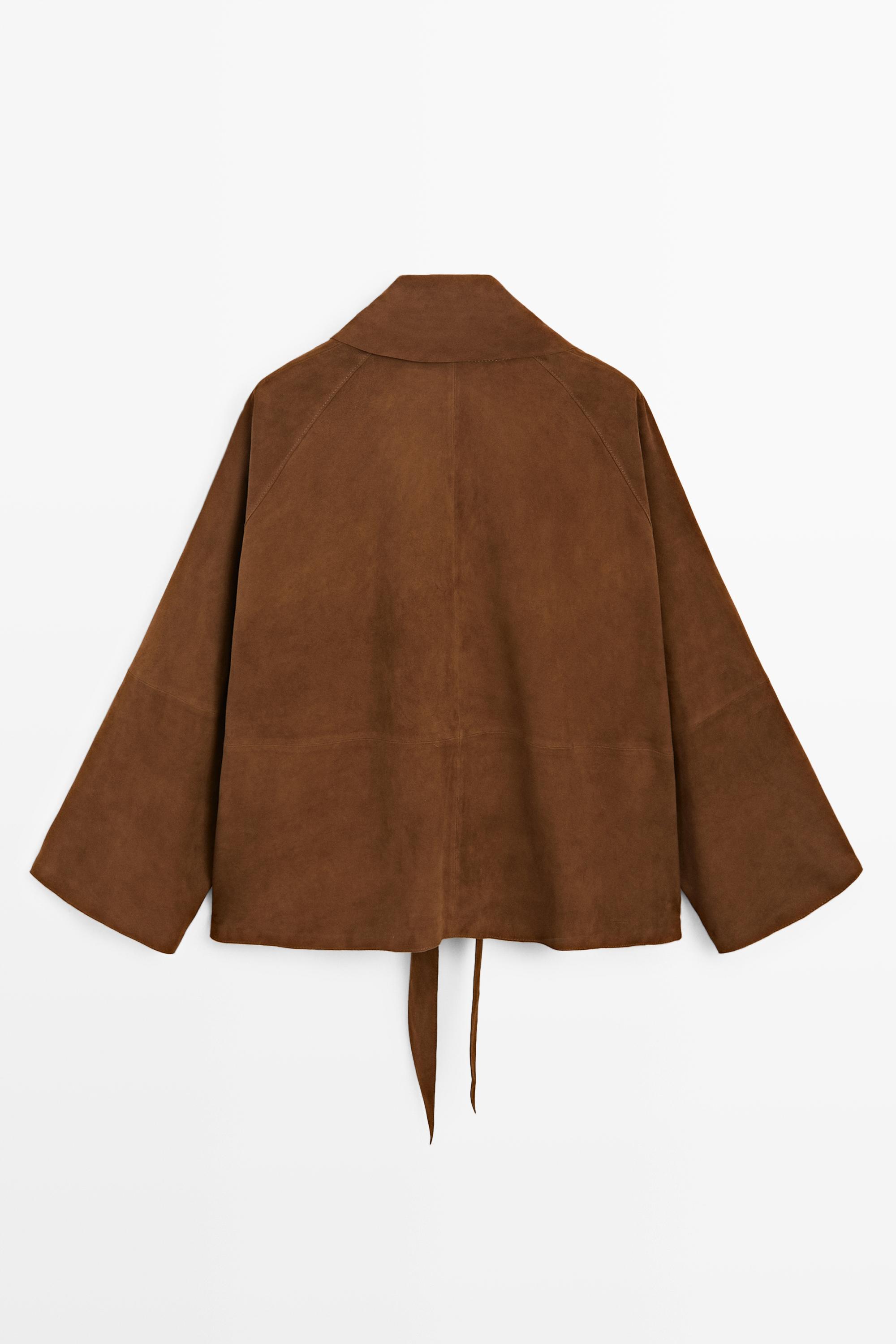 ヤマサト Suede leather wrap kimono - Mink marl | ZARA United States