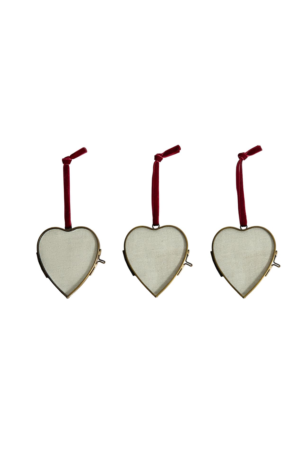 HEART BORDER CHRISTMAS TREE ORNAMENT (PACK OF 3)