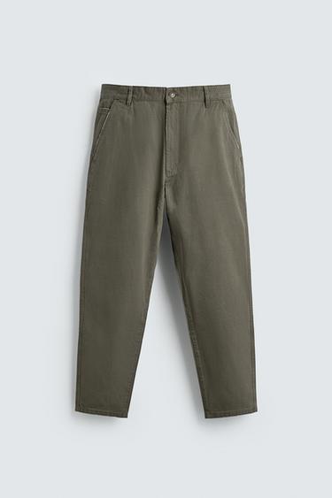 PANTALON CARROT FIT DÉLAVÉ - Kaki de Zara