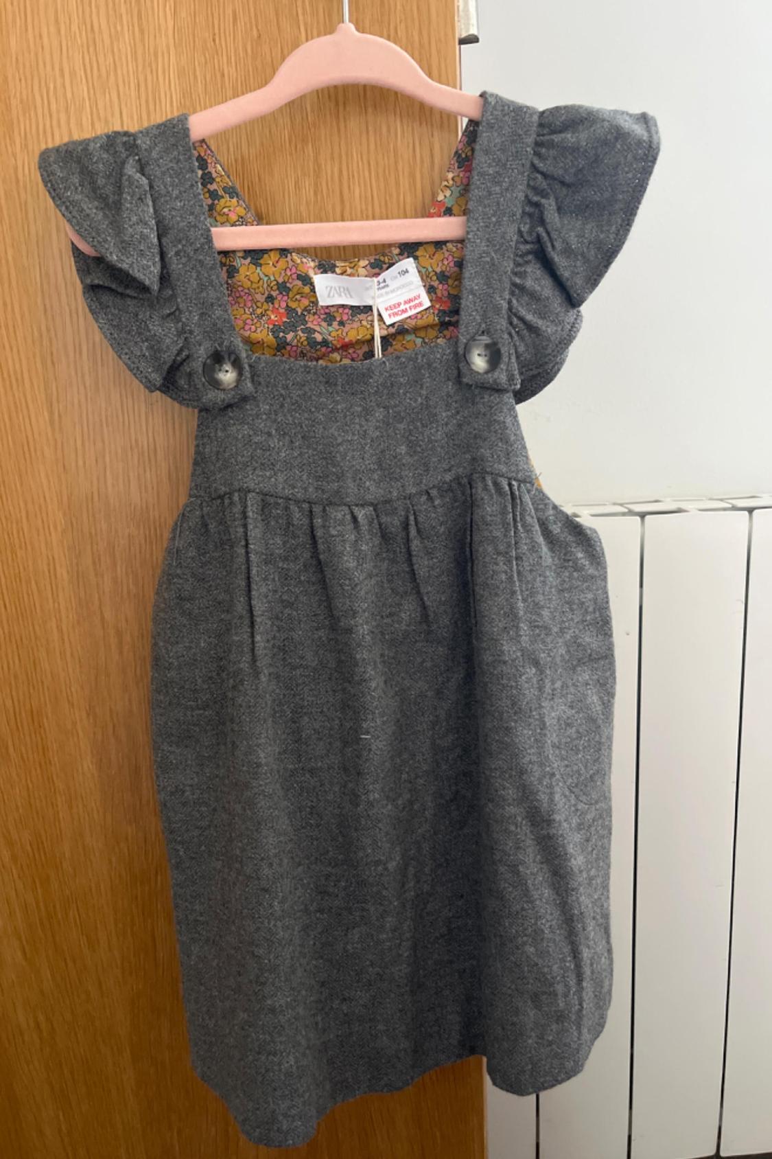 BUTTONED FLANNEL PINAFORE DRESS