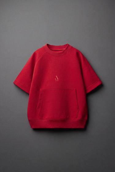 SWEAT INTERLOCK SPORTIF À LOGO - Rouge de Zara