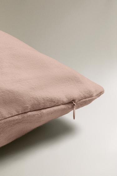 HOUSSE DE COUSSIN LIN EFFET DÉLAVÉ - Rose craie de Zara - Image 3