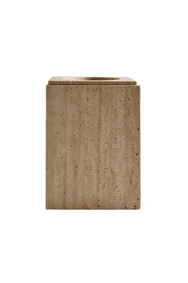 Zara BEIGE MARBLE BATHROOM TRASH CAN - Beige