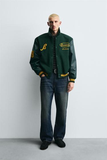 CONTRAST BOMBER JACKET - Green by Zara