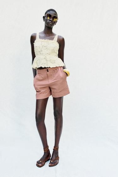 BERMUDA SHORTS WITH TURN-UP HEMS - Pink by Zara