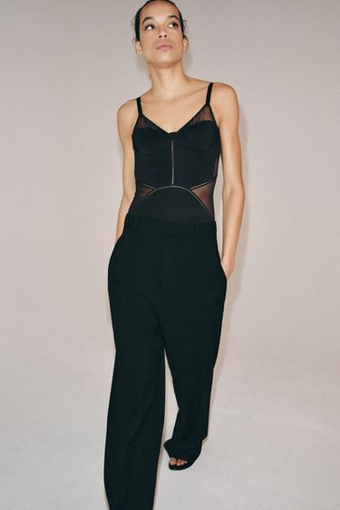 CONTRASTING STRAPPY BODYSUIT - Black by Zara - Image 6
