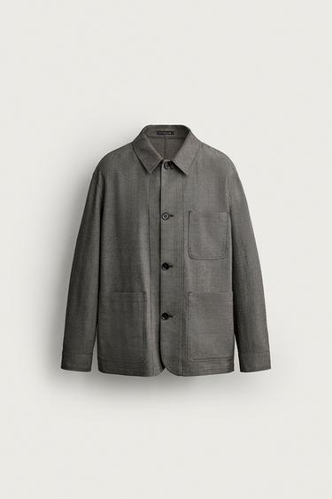 SOBRECAMISA REGULAR FIT ESTRUCTURA - Khaki claro de Zara