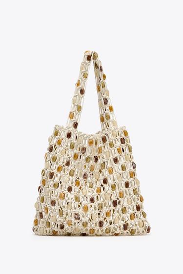 Zara BEADED SHOPPER BAG - Multi-color