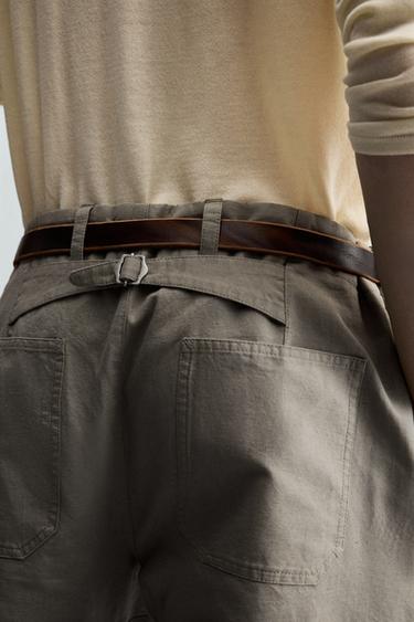 RELAXED FIT TROUSERS WITH TAB - Grey green by Zara - Image 6