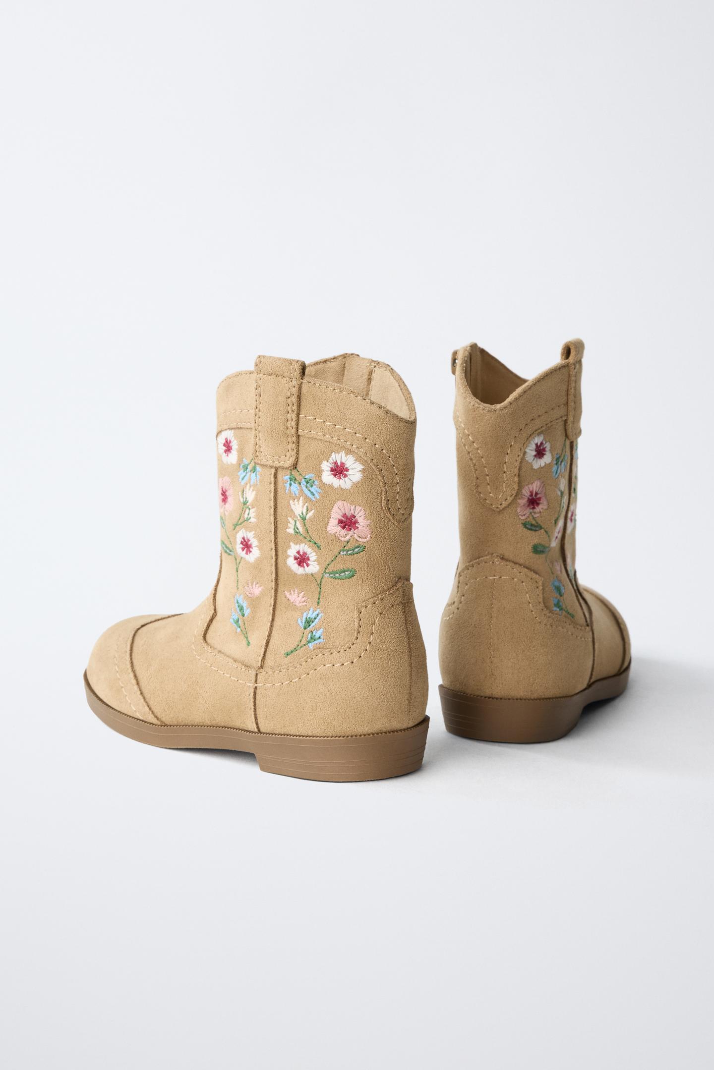 Детские ботинки Zara Embroidered Cowboy, цвет: Коричневый — фото 5