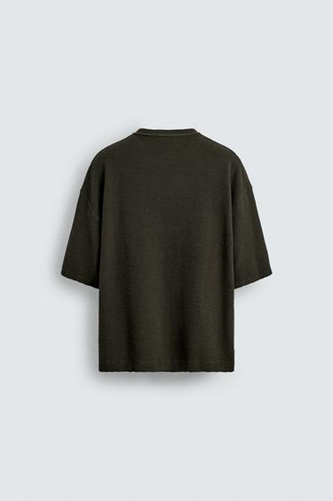 CONTRAST PRINT KNIT T-SHIRT - Dark brown by Zara - Image 7