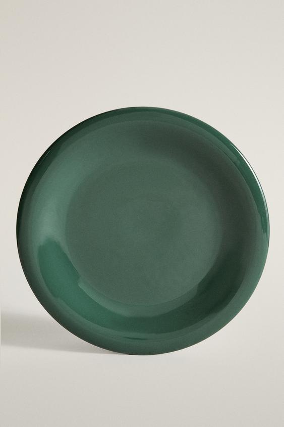 ASSIETTE PLATE EN GRÈS ÉMAILLÉ - Vert de Zara - Image 0