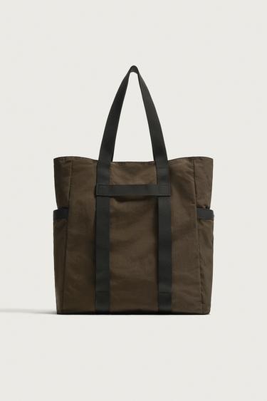 Zara 科技面料托特包 - 棕色