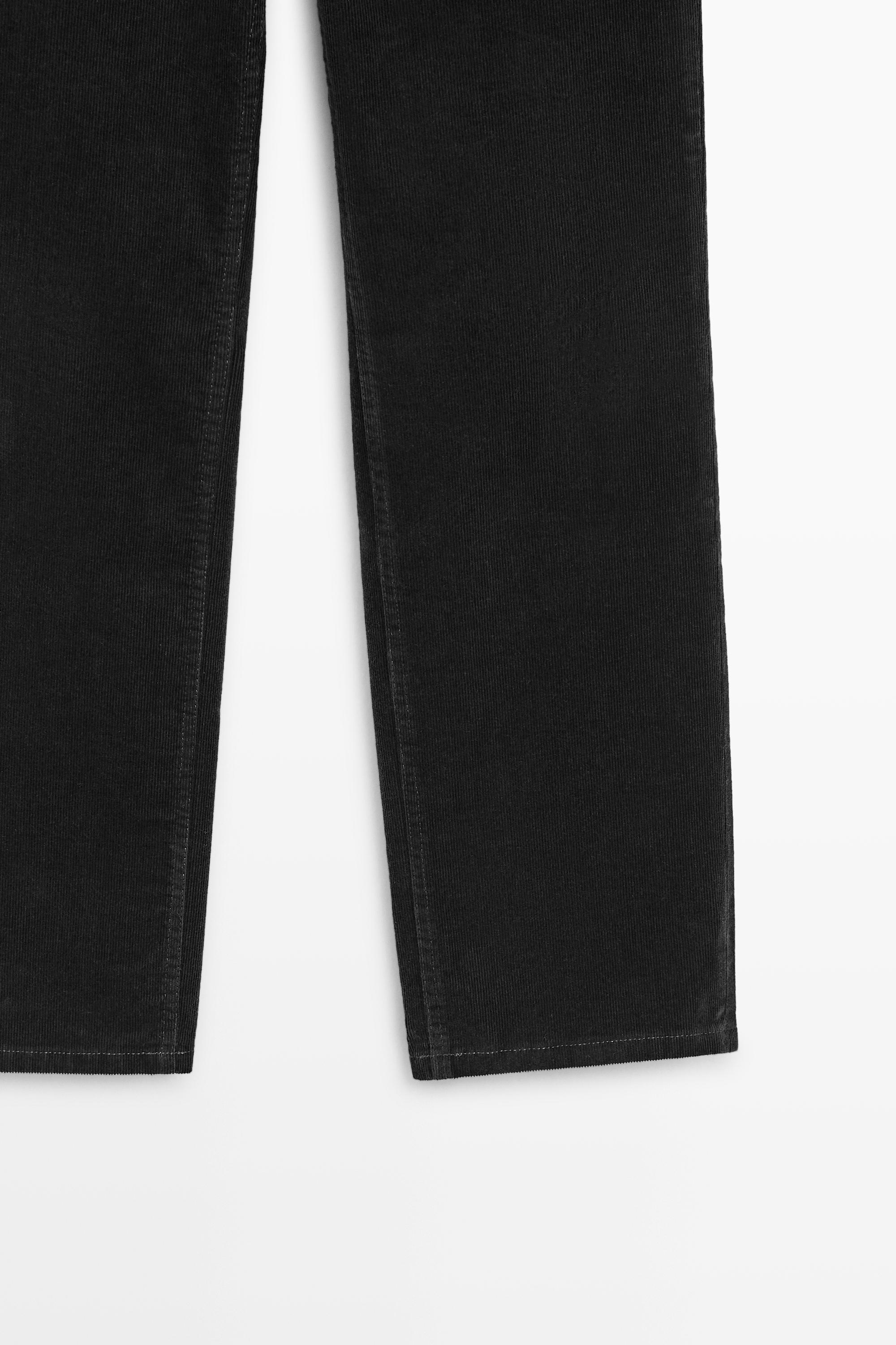 Mid-waist slim straight needlecord pants