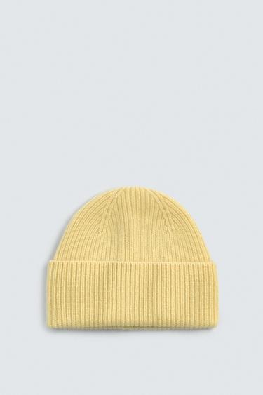 BONNET BEANIE 100% CACHEMIRE AARON LEVINE X ZARA - Jaune de Zara