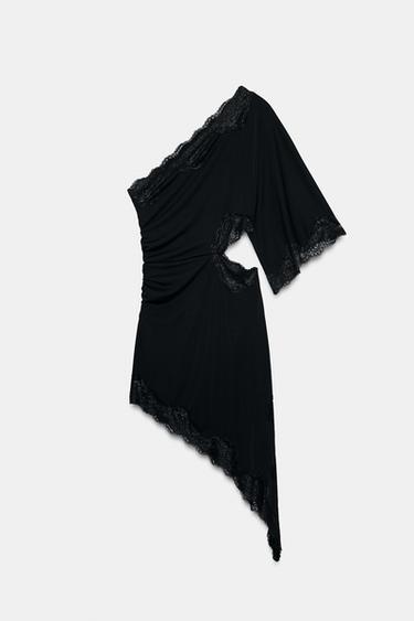 VESTIDO CUT OUT ENCAJE - Negro de Zara