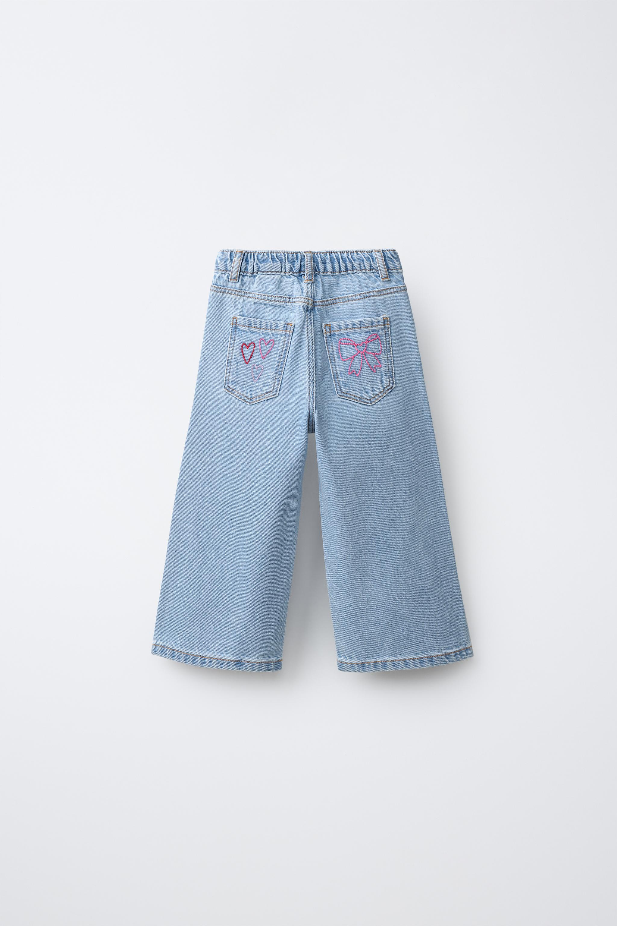Детские джинсы Zara EMBROIDERED WIDE LEG JEANS — фото 3