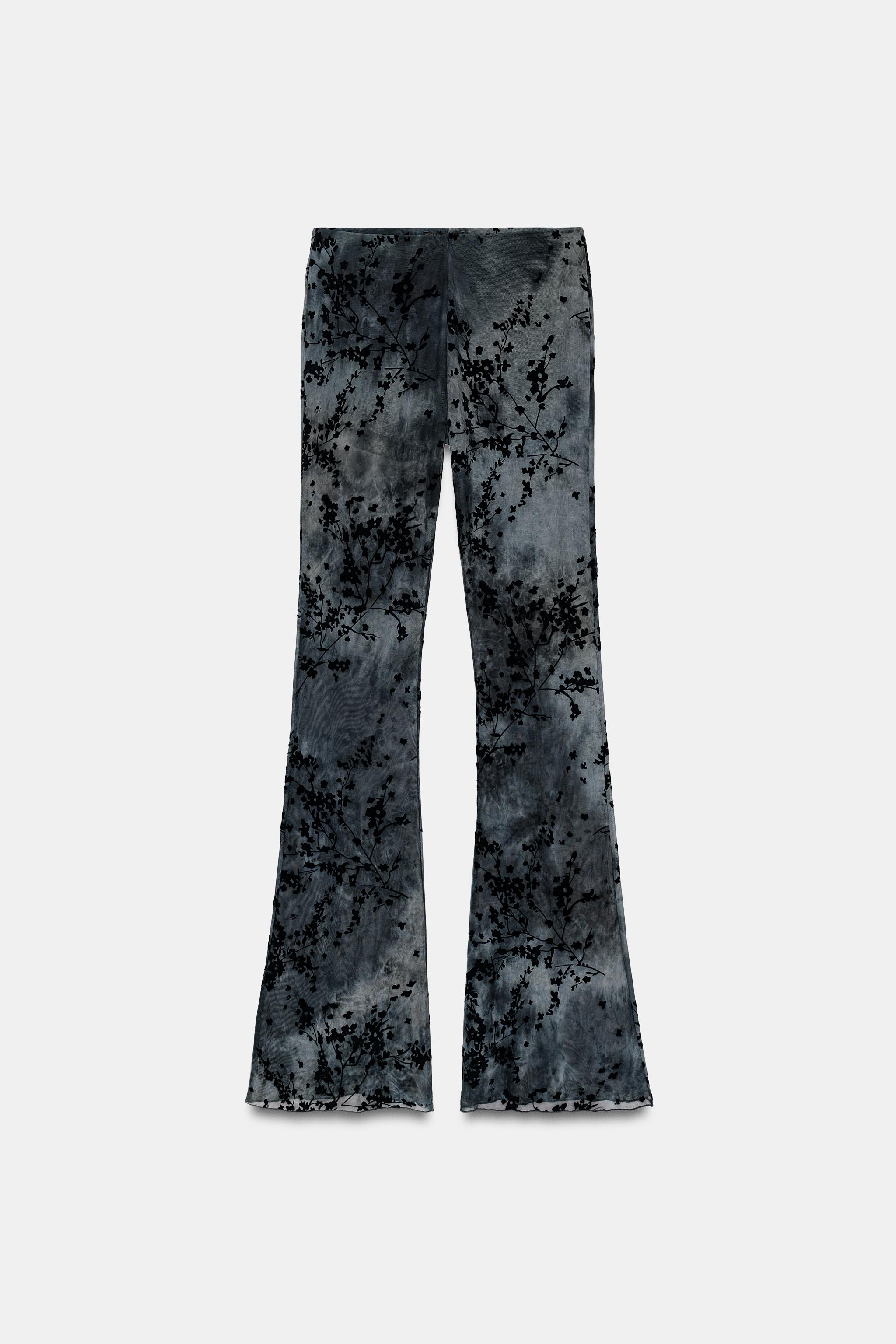 FLOCKED TULLE FLARE PANTS