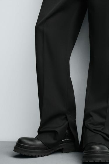STRAIGHT-LEG TROUSERS WITH VENTS - Black by Zara - Image 4