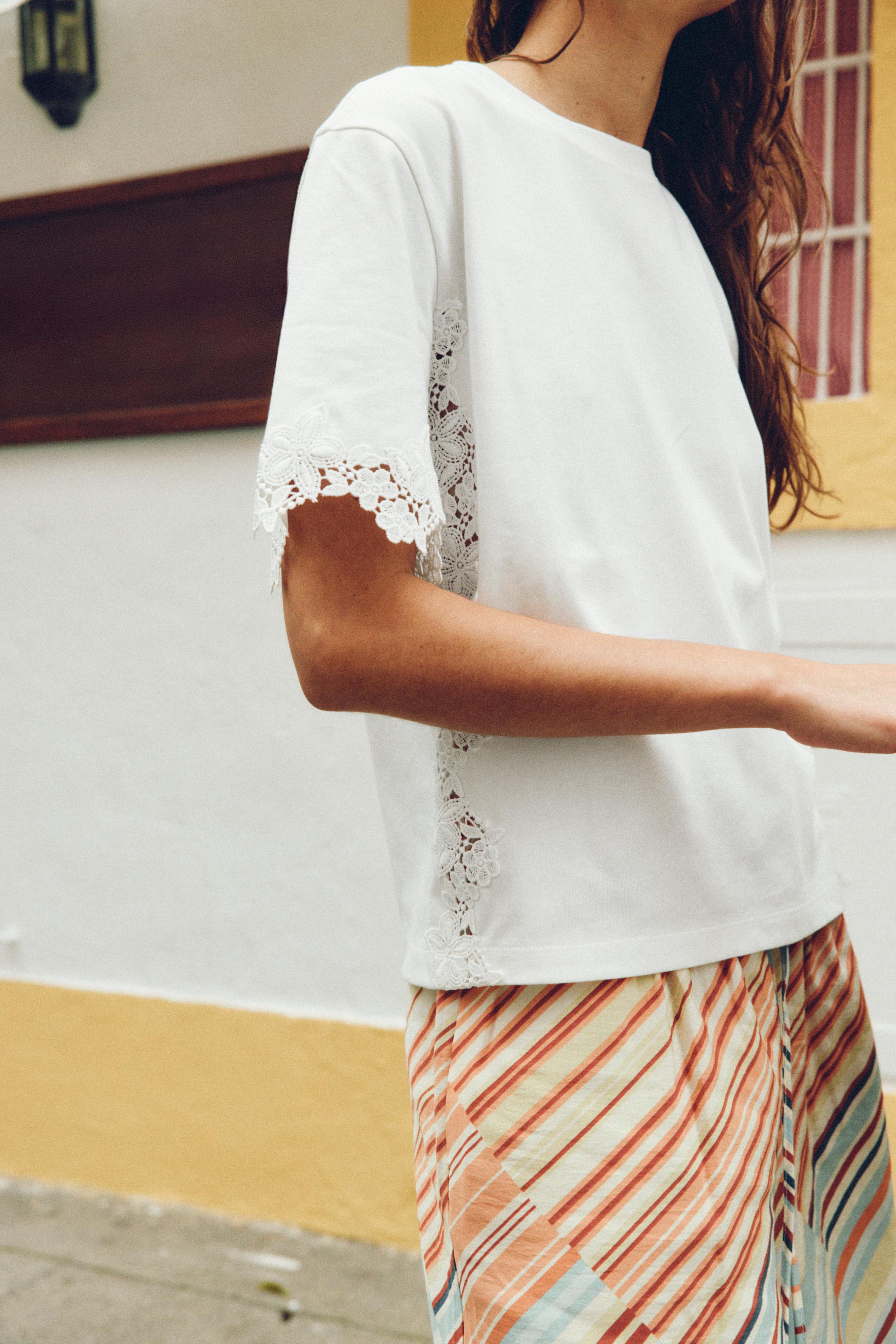 SHORT SLEEVE LACE T-SHIRT
