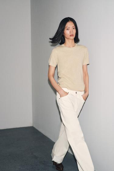 PULL MANCHES COURTES 100 % CACHEMIRE - Sable de Zara - Image 3