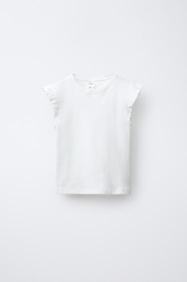 CAMISETA RIB VOLANTES - Crudo de Zara