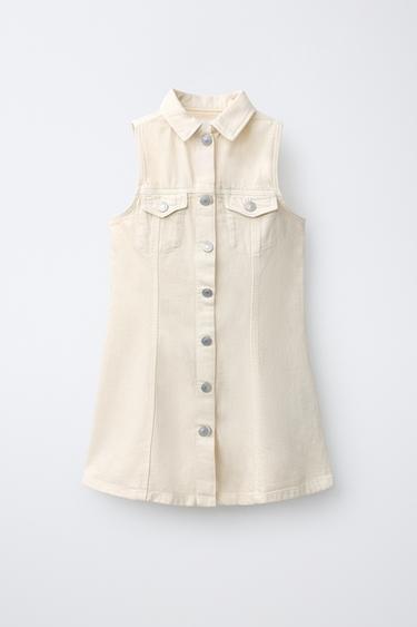 BUTTON-UP DENIM DRESS - Ecru by Zara