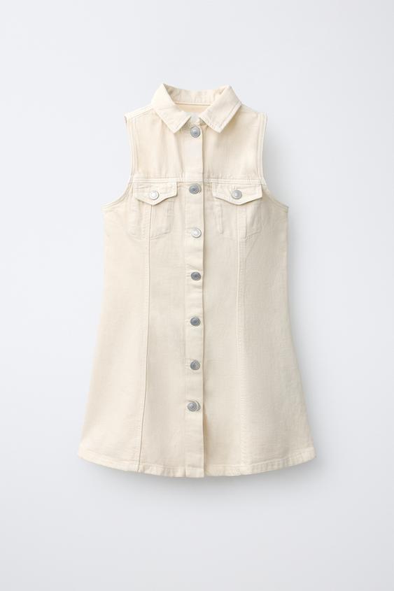 BUTTON-UP DENIM DRESS - Ecru by Zara - Image 0