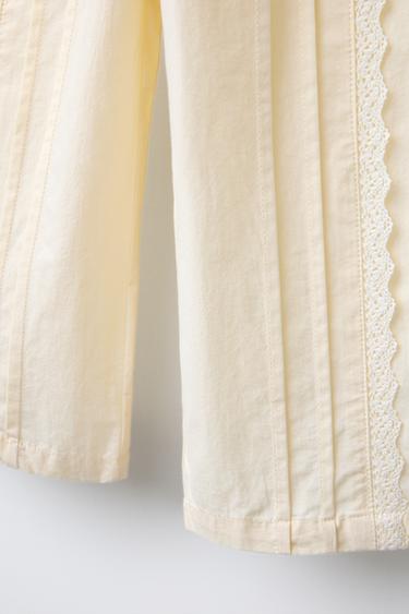 POPLIN LACE TROUSERS - Pastel yellow by Zara - Image 3