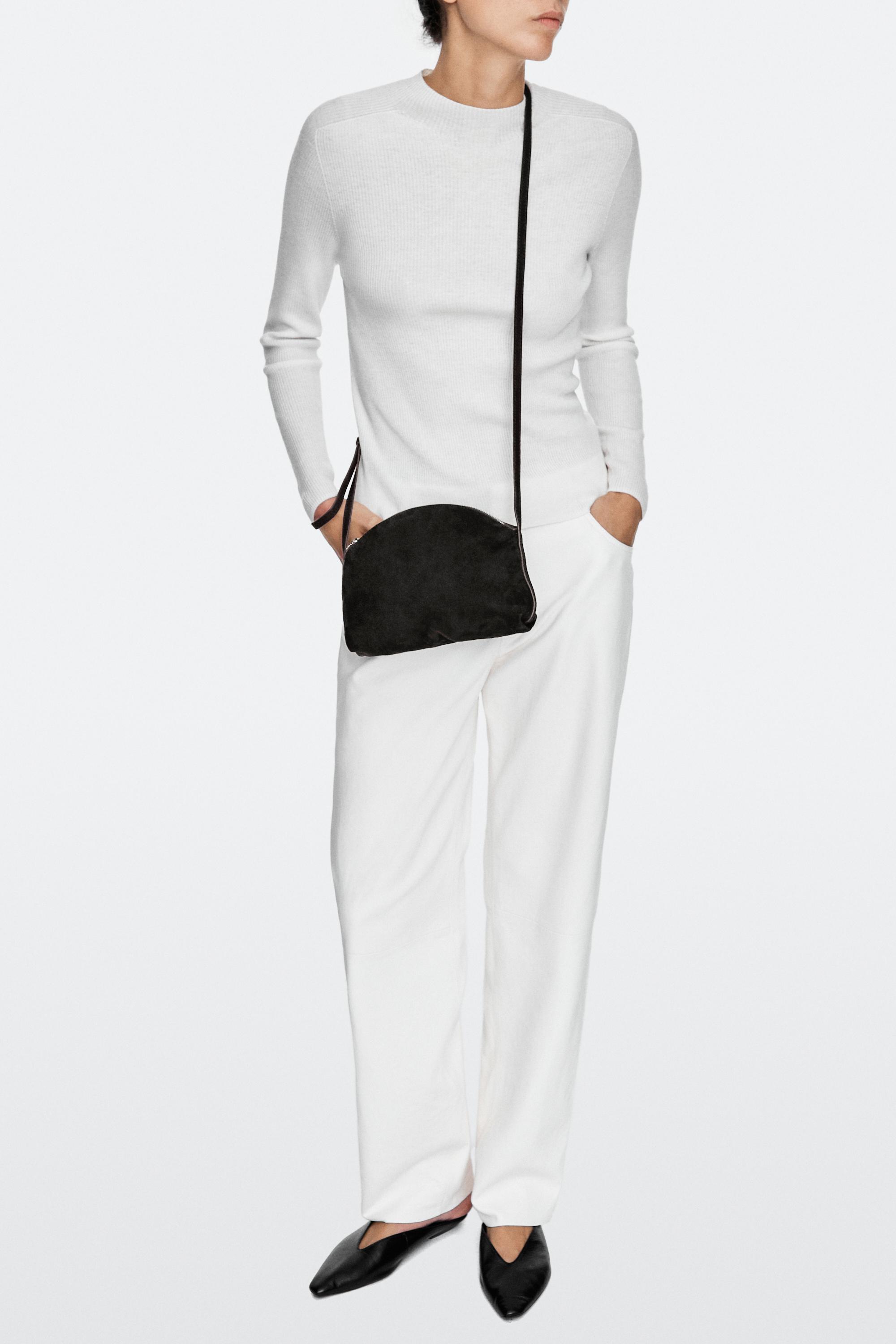 Split suede leather crossbody bag - Chocolate | ZARA United States