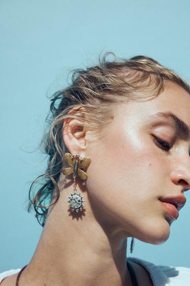 ARETES COMBINADOS MARIPOSA - Oro / Plata de Zara