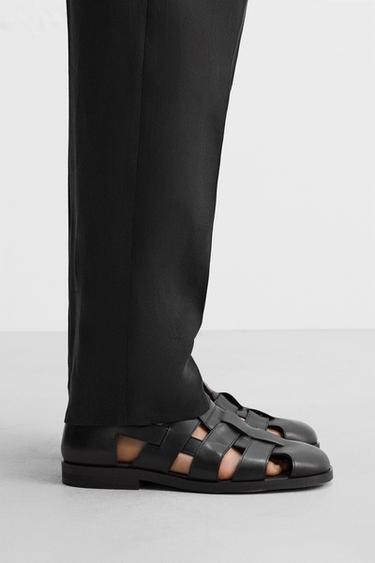 LEATHER CAGE SANDALS - Black by Zara - Image 0