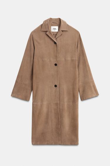 100% SUEDE LEATHER COAT LIMITED EDITION - Chocolate by Zara
