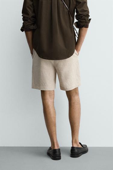 SHORT REGULAR FIT 100% LIN - Beige clair de Zara - Image 2