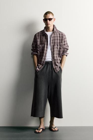Zara RELAXED CROPPED FIT JOGGER PANTS - Anthracite grey