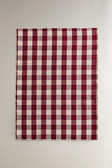 LOT TORCHONS CUISINE COTON GRANDS CARREAUX (LOT DE 2) - Bordeaux de Zara - Image 1